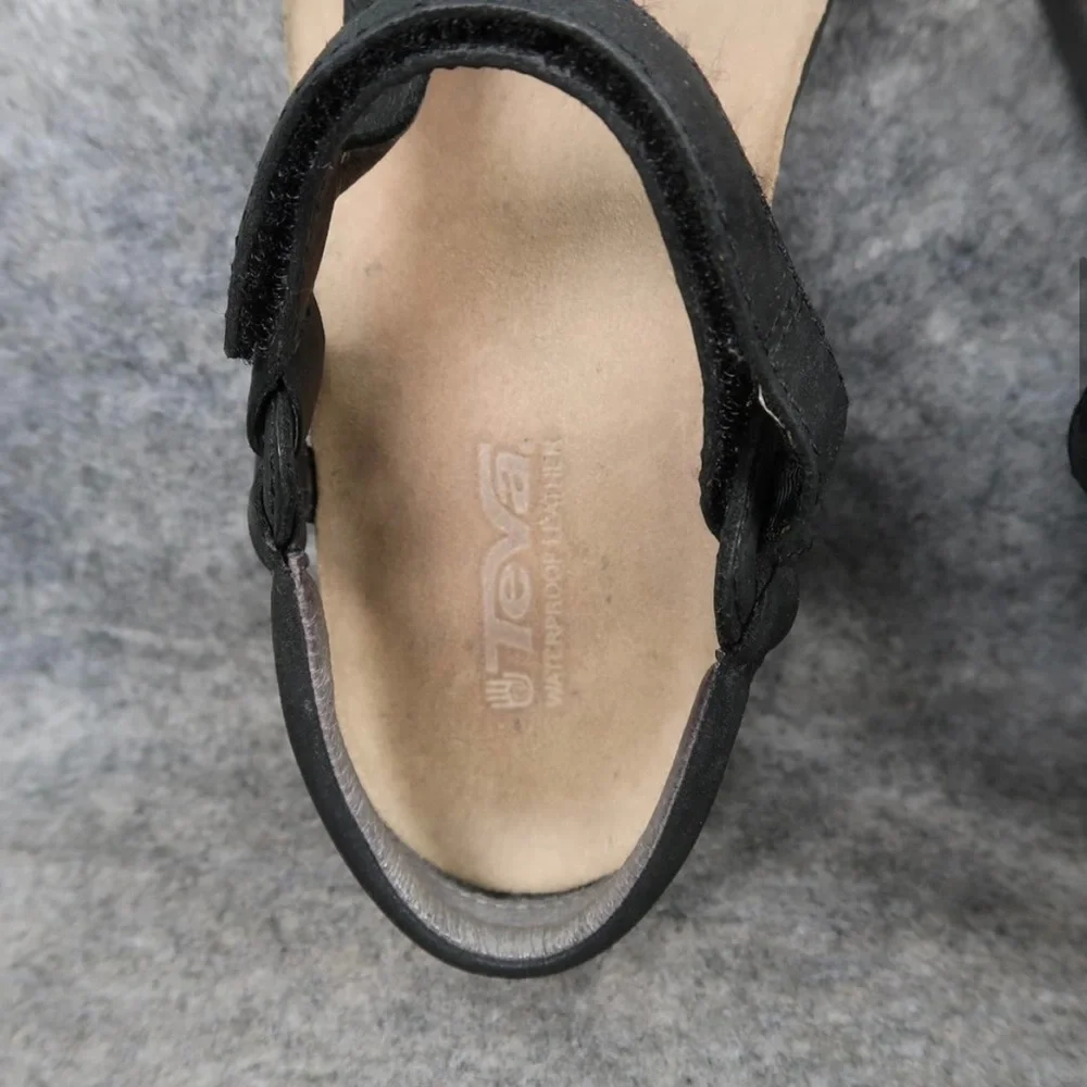 Teva Shoes Womens 9 Ventura Cork Sandals Leather Adjustable Strap Comfort Black - Picture 6 of 9